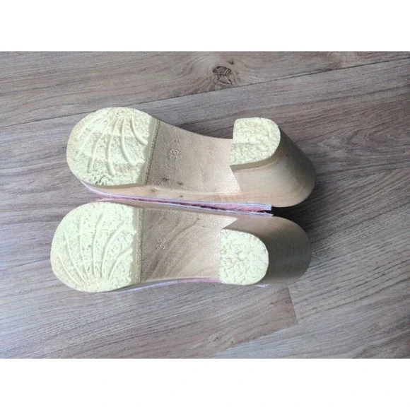 No.6 Old School Clogs High Heel Pink Pony Hair Womens 7.5 - 8 EU 38 - Picture 14 of 16